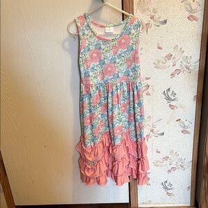 Floral Pink Sleeveless Kids Dress